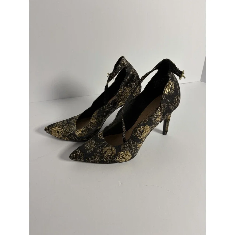 Christian Siriano Black & Gold Kenni High Heels Size 6.5 - Picture 2 of 5